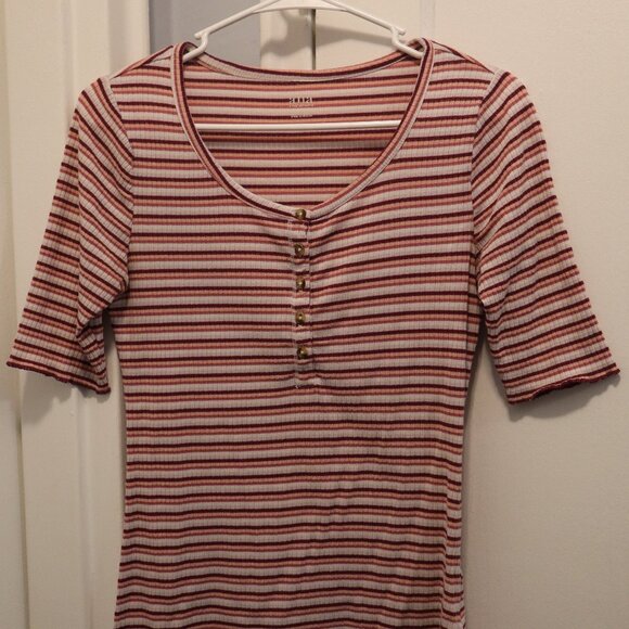 a.n.a. Pink Striped Henley - Picture 1 of 3